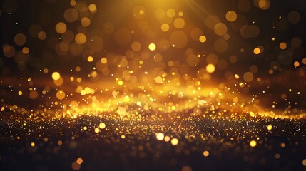 Wall Mural - golden bokeh blur abstract background with soft shimmering lights, perfect for festive designs, eleg