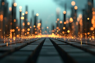 Wall Mural - illuminated pathway: a journey through a futuristic world of light and texture awaits you