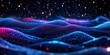 © ergapamungkas - Colorful glowing dots on a dark blue wave background, symbolizing big data and artificial intelligence in a futuristic digital landscape.