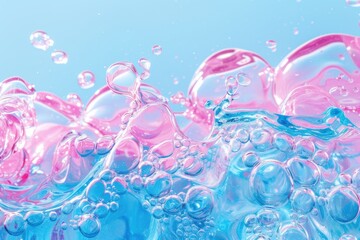 Bubbles floating on a calm blue surface, perfect for use in illustrations or designs about simplicity and serenity