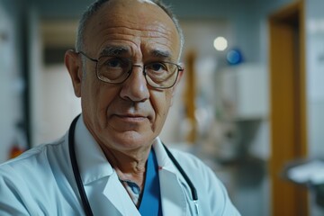 A doctor examines a patient while wearing a stethoscope in a hospital setting