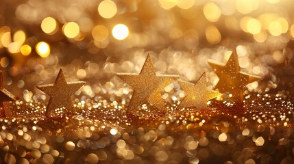 Wall Mural - golden lights with star bokeh background creating a festive and elegant atmosphere for celebrations 