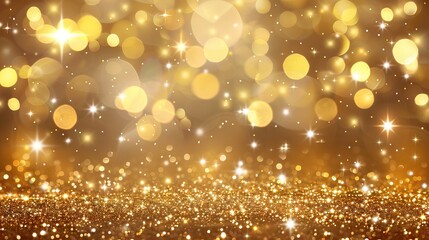 Wall Mural - golden lights with star bokeh background creating a festive and elegant atmosphere for celebrations 