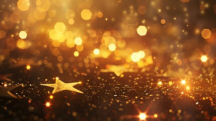 Wall Mural - golden lights with star bokeh background creating a festive and elegant atmosphere for celebrations 