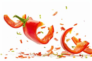 Wall Mural - A fresh red pepper being sliced into pieces