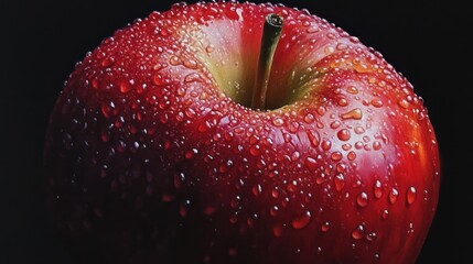 Wall Mural - Red Apple with Water Drops