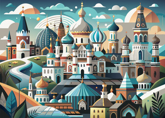 all kinds of art in russia, vector illustration flat 2