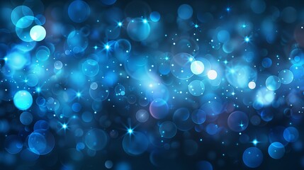 Wall Mural - abstract view of beautiful blue bokeh light effect design with sparkling circles and soft blur backg