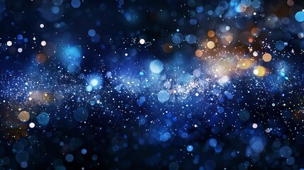 Wall Mural - abstract view of beautiful blue bokeh light effect design with sparkling circles and soft blur backg
