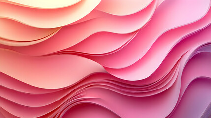 Abstract Pink and Yellow Wavy Paper Background Texture, Modern Minimalist Design, Curved Lines, Graphic Design Element, Digital Art