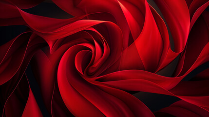 Wall Mural - Deep red swirling abstract shapes forming a luxurious and vibrant spiral pattern, representing energy and motion. Ideal for digital art.