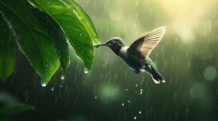 Hummingbird in the Rain