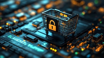  Secure Online Transactions Privacy Assurance, privacy assurance in online transactions with an image depicting a secure padlock icon beside a payment gateway or shopping cart, design 