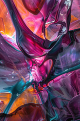 Wall Mural - close up vertical illustration of shiny colorful abstract fluid background