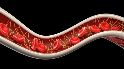 Wall Mural - Red Blood Cells Flowing Through a Blood Vessel