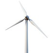 © stockpro - A modern wind turbine standing tall against a clear sky, representing renewable energy and sustainable development. Isolated on transparent or white background.