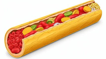 Canvas Print - A Long, Thin, Flaky Pastry Filled with Vegetables and Meat