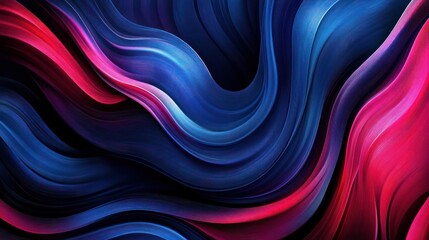 Canvas Print - Abstract wavy design featuring red, blue, and black colors for modern backgrounds.