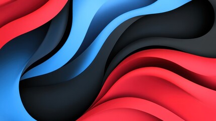 Canvas Print - Abstract wavy design featuring red, blue, and black colors for modern backgrounds.