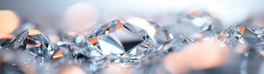 Wall Mural - crystallized silver facets, an intricate 3d rendering featuring a shimmering silver metallic texture