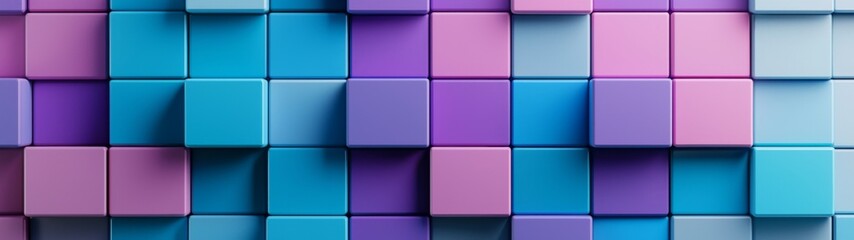 Wall Mural - cubes in blue and purple, a vivid 3d rendering showcasing abstract geometric shapes, minimalist desi