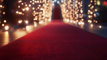 red carpet event with string lights creating an elegant atmosphere.