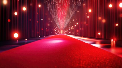 Canvas Print - red carpet event with string lights creating an elegant atmosphere.