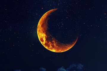 Wall Mural - a large blue moon is in the sky with many stars surrounding it, generative ai image