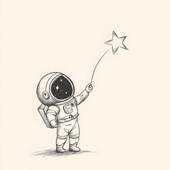 Wall Mural - graphics of space, planets, and astronauts on a white background.