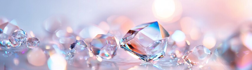 Wall Mural - iridescent geometric crystal texture, an intricate closeup of abstract crystal forms, showcasing liq