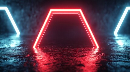 Wall Mural - vibrant neon hexagon design, an intricate abstract geometric background featuring glowing hexagonal 