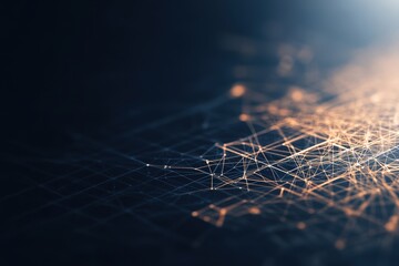 Wall Mural - intricate digital network lines illuminated in a glowing dark background of modern design art