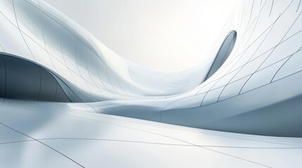 Wall Mural - a futuristic, abstract architectural space with smooth curves and a bright atmosphere.