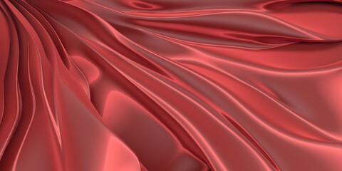 Sticker - Red satin background. Curved red cloth texture