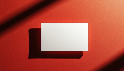 Canvas Print - Blank White Card on a Textured Orange Background with Shadows