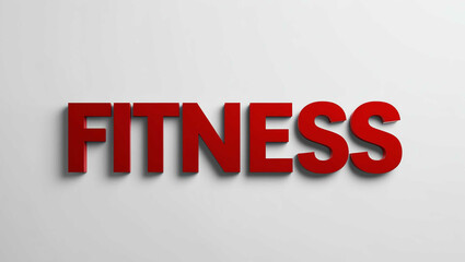 Wall Mural - Fitness word 3d red lettering on plain white background