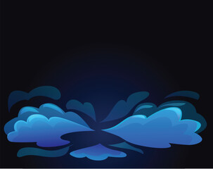 Blue smoke cloud is swirling on dark background, abstract design