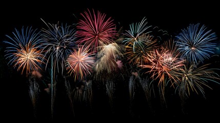 Fireworks Display: Colorful fireworks exploding in the night sky, creating beautiful patterns.