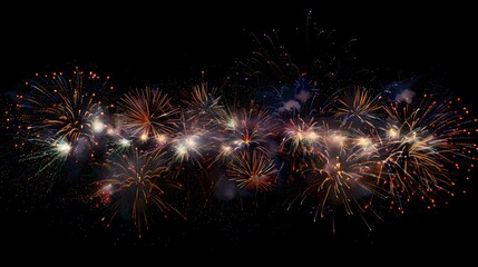 fireworks display: colorful fireworks exploding in the night sky, creating beautiful patterns.