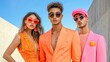 © nonni - Stylish Friends in Trendy Orange and Pink Outfits with Sunglasses