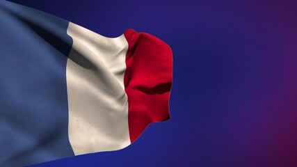 Canvas Print - Animation of flag of france waving on black background