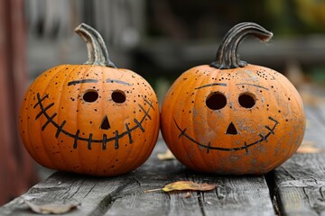 Halloween celebration featuring cheerful pumpkins with eyes, radiating a festive atmosphere.