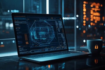Aufkleber - Business technology Antivirus alert protection Firewall security and cyber security Cybersecurity and IT