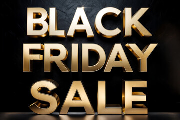 Black  Friday  Sale golden text for banner and template design  on black background.