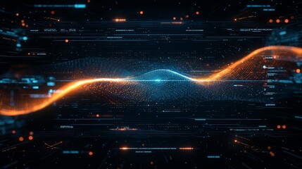 Aufkleber - Illustration of system data flow in a business artificial, intelligence cyber, internet communication system