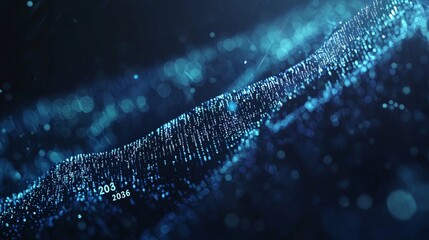 Fototapete - Using particles as well as digital data networks for digital cyberspace