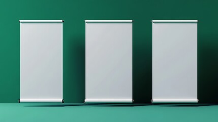 Sticker - Three Blank Roll Up Banners on Teal Background