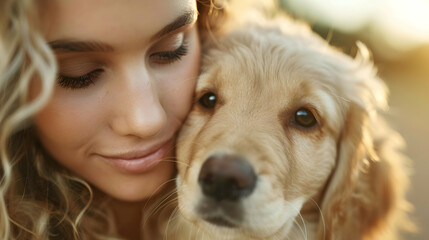 Poster - Woman Petting Dog 