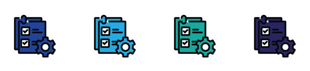 Wall Mural - task checklist list icon to do clipboard with gear vector design business goal progress management d