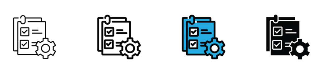 Wall Mural - task checklist list icon to do clipboard with gear vector design business goal progress management d